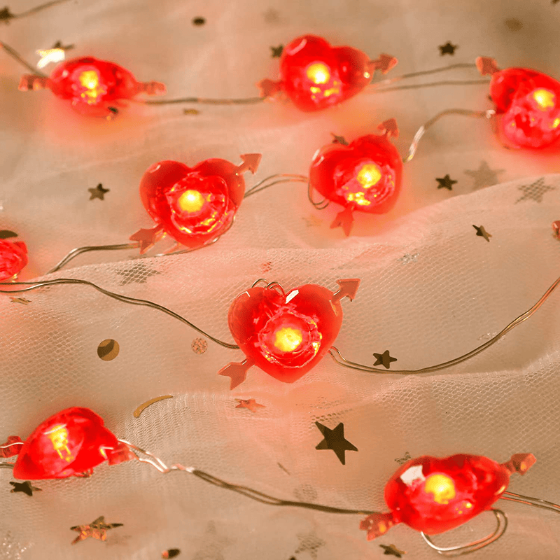 Valentine'S Day Fairy String Lights Red Heart Shaped Twinkle Fairy Lights Battery Operated LED Light for Kids Bedroom Wedding Outdoor Christmas Tree Decoration (Heart Style) Home & Garden > Decor > Seasonal & Holiday Decorations Mudder   