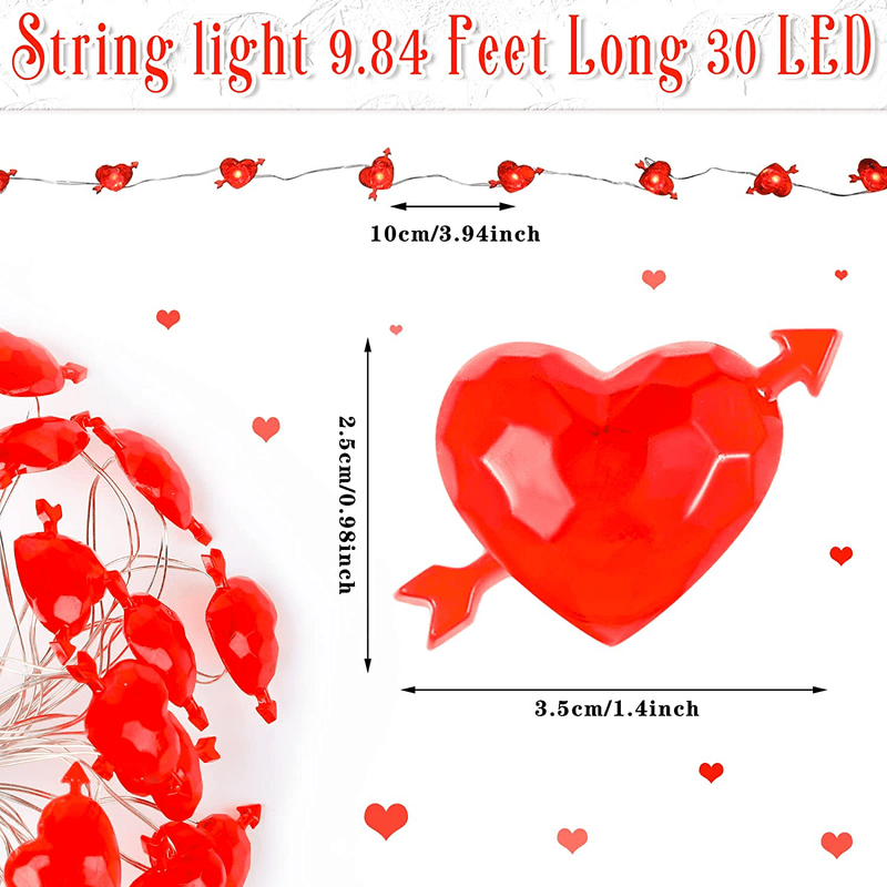 Valentine'S Day Fairy String Lights Red Heart Shaped Twinkle Fairy Lights Battery Operated LED Light for Kids Bedroom Wedding Outdoor Christmas Tree Decoration (Heart Style) Home & Garden > Decor > Seasonal & Holiday Decorations Mudder   