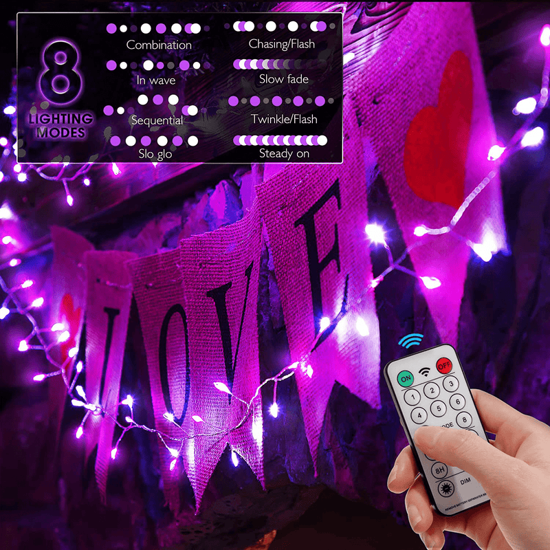 Valentine’S Day Firecracker String Lights, Remote Control 9.8Ft 120 LED Pink and White String Lights Battery Operated for St. Valentines Wedding Indoor Outdoor Bedroom Garden Party Decoration Home & Garden > Decor > Seasonal & Holiday Decorations Hiboom   