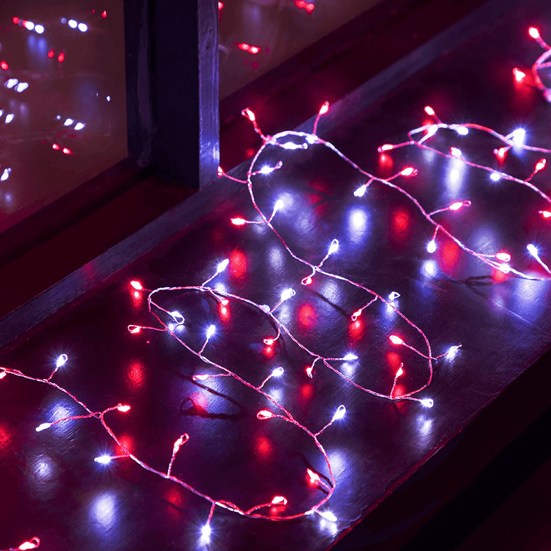 Valentine’S Day Firecracker String Lights, Remote Control 9.8Ft 120 LED Red and White String Lights Battery Operated for St. Valentines Wedding Indoor Outdoor Bedroom Garden Party Decoration Home & Garden > Decor > Seasonal & Holiday Decorations Hiboom   