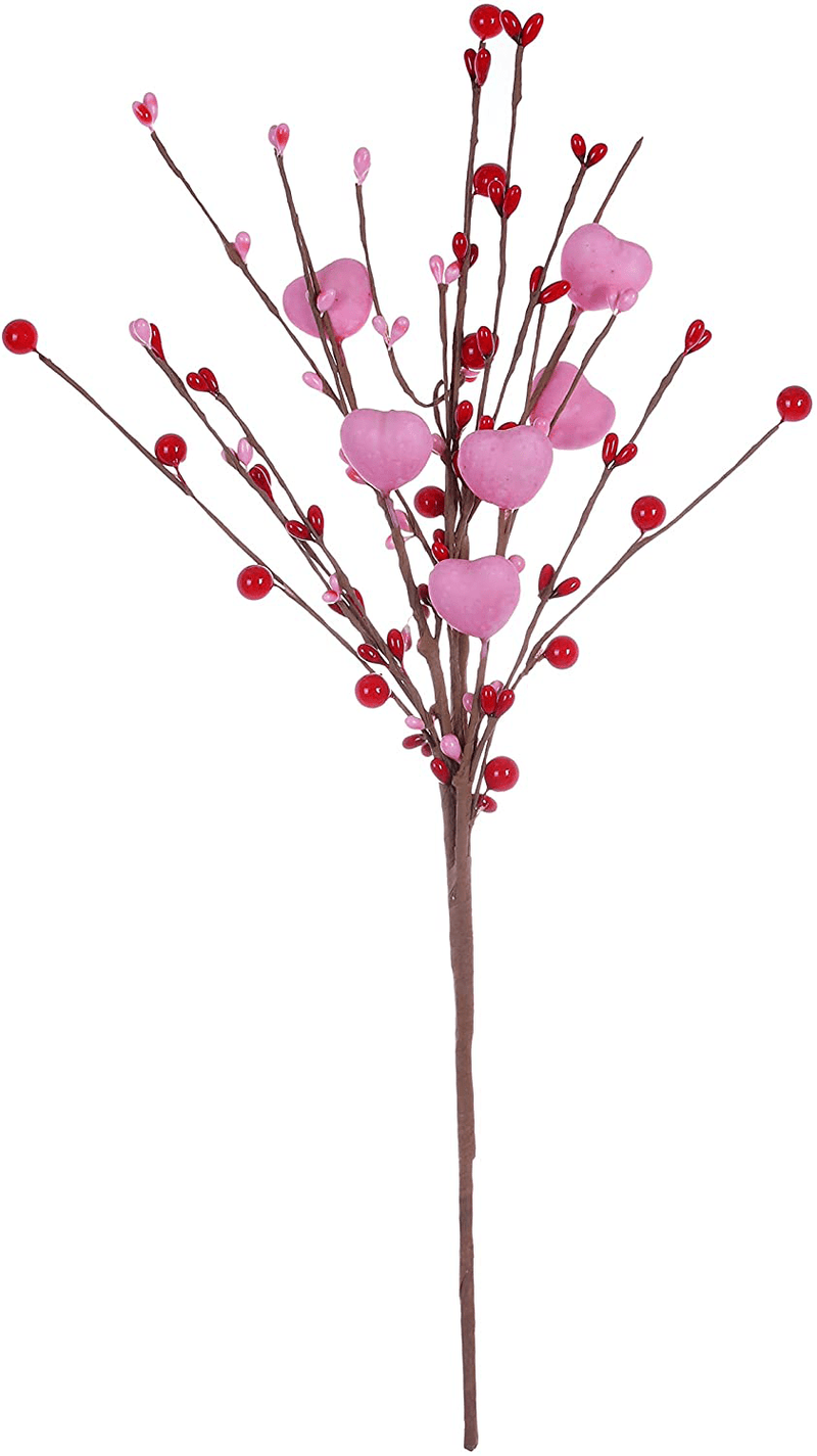 Valentine’S Day Gifts,6 Pcs Artificial Red Berry Flower Stems Pink Heart Shaped Berry Picks for Valentine’S Day,Wedding Home & Garden > Decor > Seasonal & Holiday Decorations Jinghong   