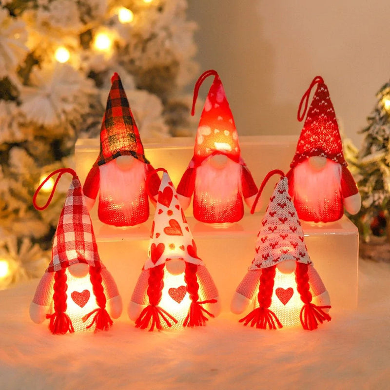 Valentine'S Day Glowing Dwarf Doll LED Light Faceless Love Scandinavian Gnome Plush Doll for Holiday Room Table Desktop Office Home Decor Tabletop Figurines Valentine'S Day Gift Home & Garden > Decor > Seasonal & Holiday Decorations ChuHe   