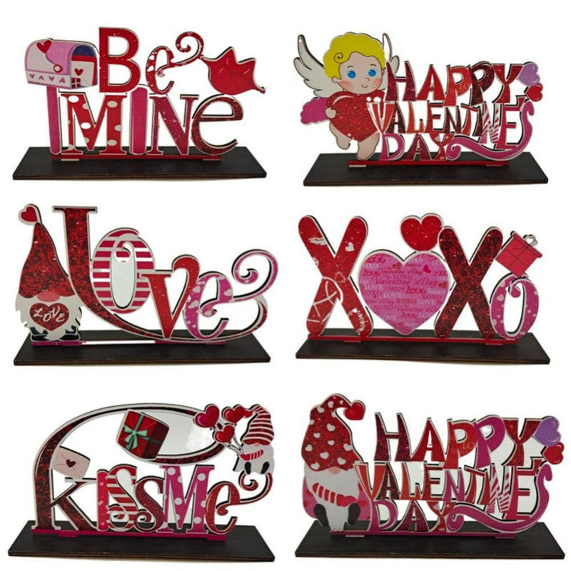 Valentine'S Day Gnome Table Decorations Sign Wooden Table Centerpieces Red Love Heart Happy Valentines Day Decoration for Home Decor Dinner Table Party Coffee Home & Garden > Decor > Seasonal & Holiday Decorations Kozart   