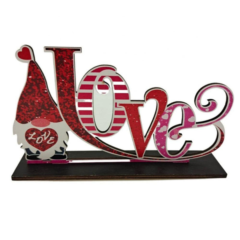 Valentine'S Day Gnome Table Decorations Sign Wooden Table Centerpieces Red Love Heart Happy Valentines Day Decoration for Home Decor Dinner Table Party Coffee Home & Garden > Decor > Seasonal & Holiday Decorations Kozart F  