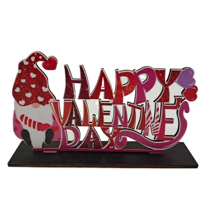 Valentine'S Day Gnome Table Decorations Sign Wooden Table Centerpieces Red Love Heart Happy Valentines Day Decoration for Valentine Centerpiece Home Decor Dinner Table Home & Garden > Decor > Seasonal & Holiday Decorations EFINNY B  