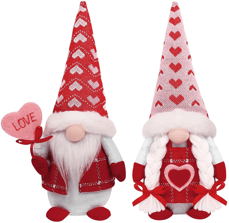 Valentine'S Day Gnomes Plush Decor, 2 Pack Mr & Mrs Handmade Tomte Swedish Gnome, Valentines Decorationes Home Table Elf Gnomes Ornaments -Sweet Valentine'S Day Present Home & Garden > Decor > Seasonal & Holiday Decorations CRCZK   