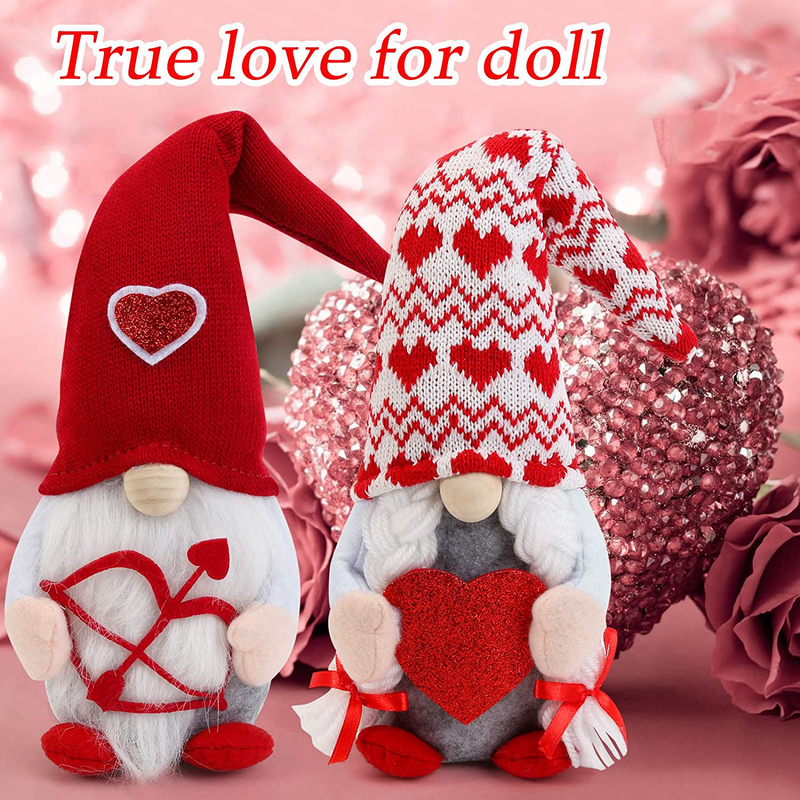 Valentine'S Day Gnomes - Swedish Tomte Valentines Decor for Home, Office - Cotton Valentine Gnome & Elf Plushie - Scandinavian Decorations for Table, Bedroom, Living Room, Mantle - 13.4X4.7, 2-Pack Home & Garden > Decor > Seasonal & Holiday Decorations Soxiyar   