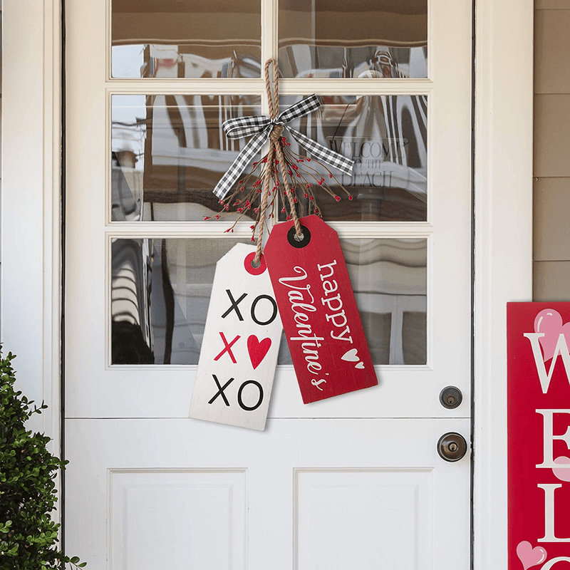 Valentine’S Day Hanging Wreath & Doorknob Decorations Wooden Painted Door Ornament Indoor/Outdoor Featured Red Berry Farmhouse Romantic Gift Home & Garden > Decor > Seasonal & Holiday Decorations eUty   