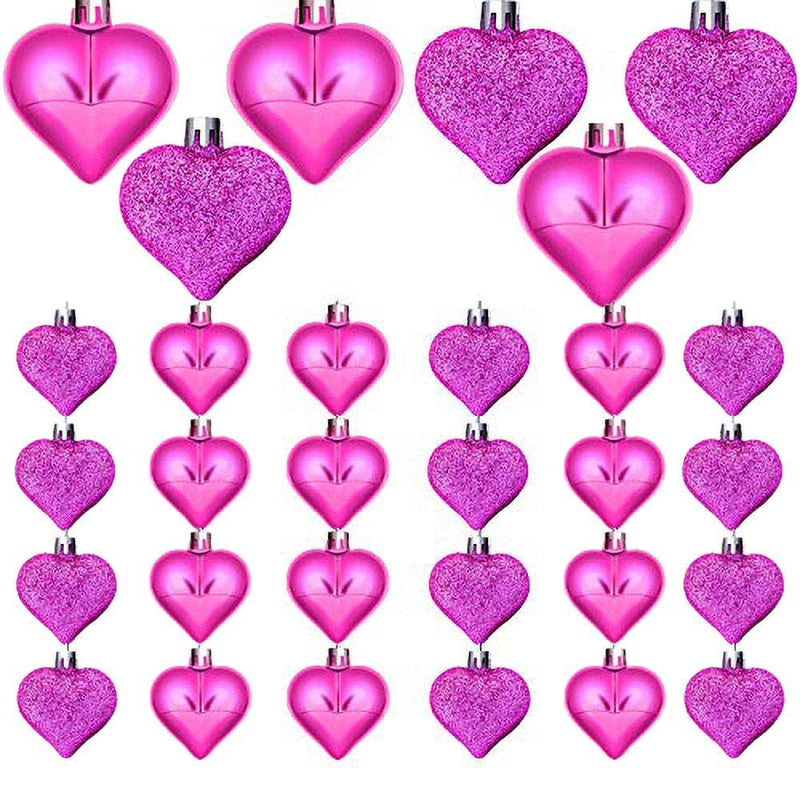 Valentine'S Day Heart Ornaments-Romantic Heart-Shaped Ornaments 48 Pack Valentin'S Day Hanging Balls - 2 Styles (Glossy, Glitter) for Valentine'S Xmas Day Decoration or Home Hotel Wedding Party Decor Home & Garden > Decor > Seasonal & Holiday Decorations DGHM01072213 Rose red 24 Pcs 
