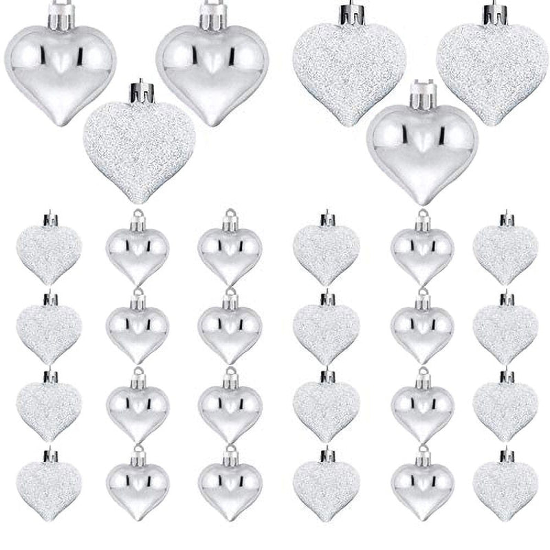 Valentine'S Day Heart Ornaments-Romantic Heart-Shaped Ornaments 48 Pack Valentin'S Day Hanging Balls - 2 Styles (Glossy, Glitter) for Valentine'S Xmas Day Decoration or Home Hotel Wedding Party Decor Home & Garden > Decor > Seasonal & Holiday Decorations DGHM01072213 White 24 Pcs 