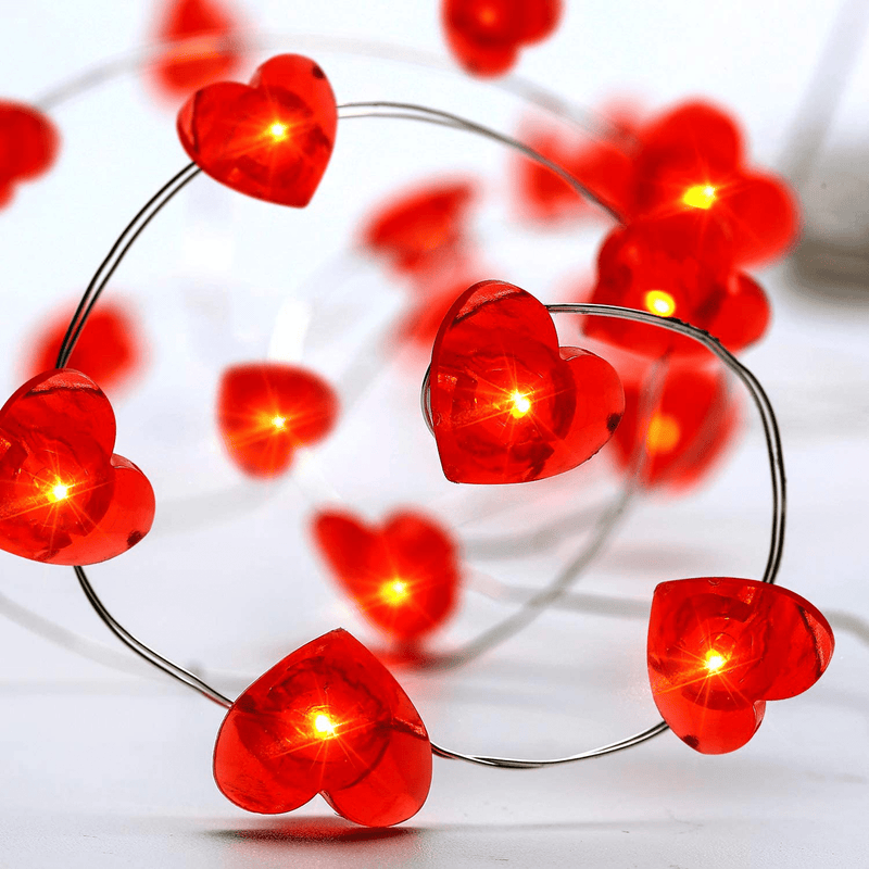 Valentine'S Day Heart Shape String Lights, 10Ft 30LED Waterproof Lights Battery Powered with 8 Modes, Remote Control Decoration for Valentine'S Day, Wedding Home & Garden > Decor > Seasonal & Holiday Decorations Mudder   