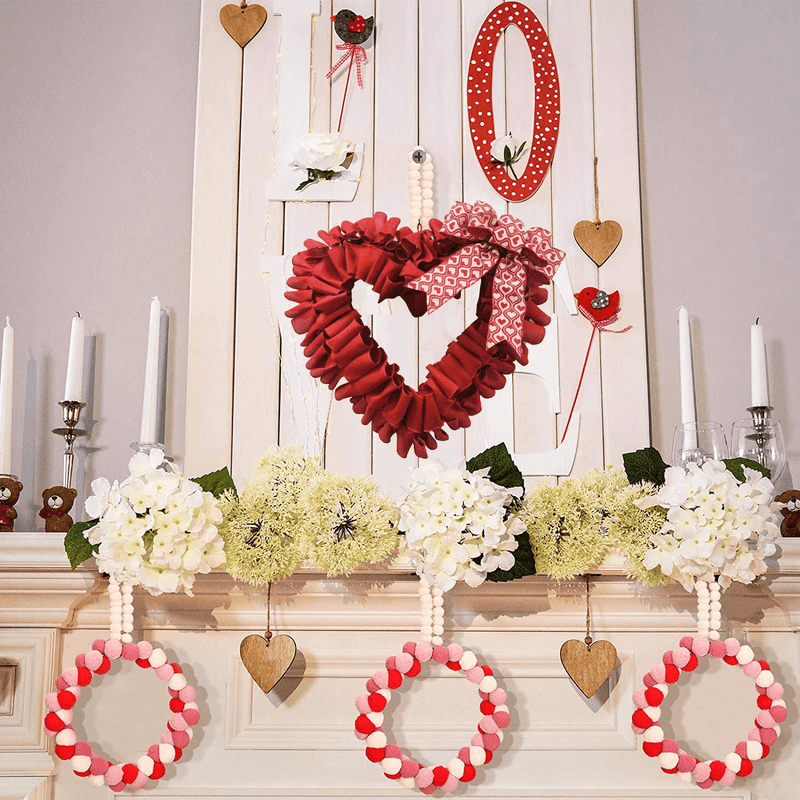 Valentine'S Day Heart Shape Wreath Garland Decorations Hanging Pendant Valentines Artificial Garland Pendant for Front Door Wall Window Party Wedding Décor (19.6 Inches, B) Home & Garden > Decor > Seasonal & Holiday Decorations shleyqin   