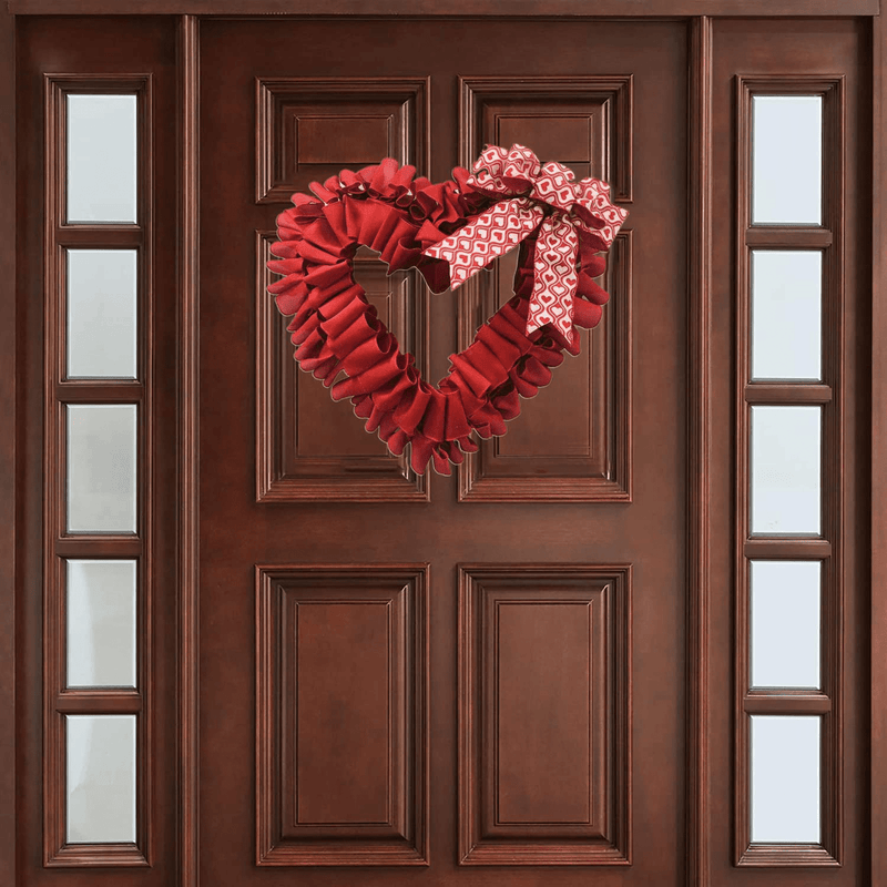 Valentine'S Day Heart Shape Wreath Garland Decorations Hanging Pendant Valentines Artificial Garland Pendant for Front Door Wall Window Party Wedding Décor (19.6 Inches, B)