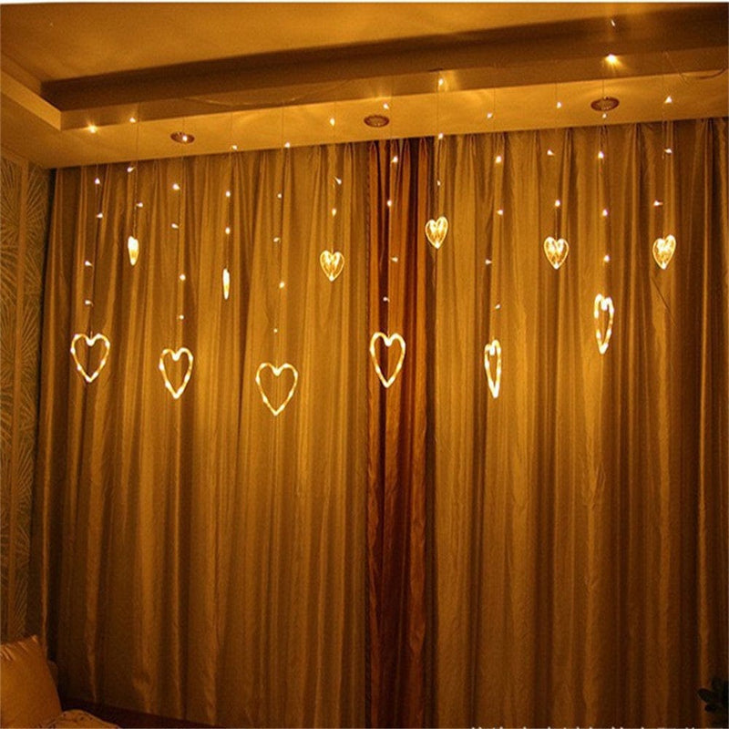 Valentine'S Day Heart-Shaped LED Curtain String Lights,138 LED 12 Valentine Hanging String Lights, Connectable 8 Flashing Modes Window Light for Valentine'S Day Decorations Home & Garden > Decor > Seasonal & Holiday Decorations CHOICE   