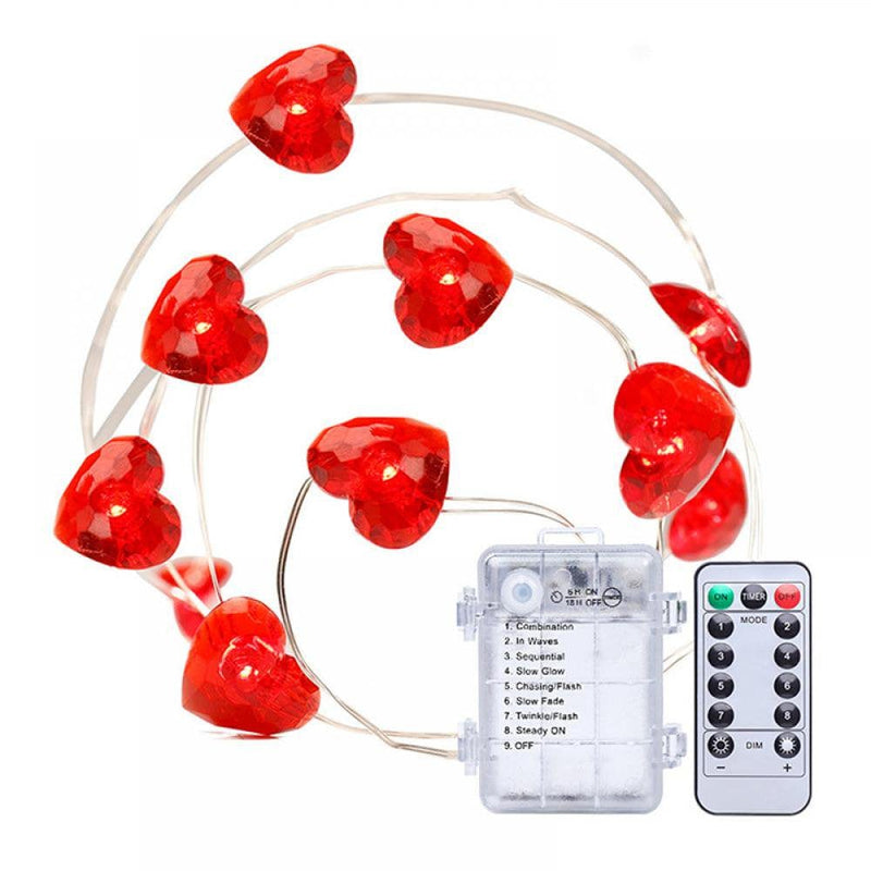 Valentine'S Day Heart Shaped Light String Set Decoration Remote Control 40 Lights Home & Garden > Decor > Seasonal & Holiday Decorations Catlerio   