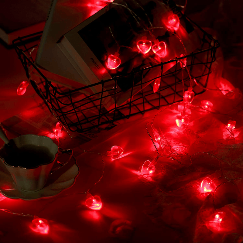 Valentine'S Day Heart String Light 14.7 Ft 40 LED Red Heart String Light Battery Powered Heart Shape Fairy Light with 2 Lighting Modes, Remote Control and Timer for Wedding, Valentines Day, Birthday Home & Garden > Decor > Seasonal & Holiday Decorations Mudder   