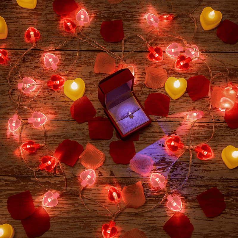 Valentine'S Day Heart String Lights, 11Ft 8Modes 30LED Red and Pink String Light Battery Operated with Remote, Timing Function Valentines Decoration Light String for Bedroom Wedding Anniversary Party Home & Garden > Decor > Seasonal & Holiday Decorations Enhon   