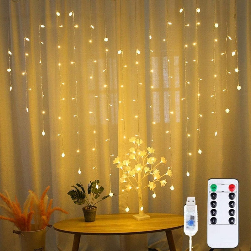 Valentine'S Day LED Heart Shape Curtain Lights with 8 Modes & Remote Control, Twinkle Waterproof String Light Fairy Valentine Party Wedding Decor (Warm Light) Home & Garden > Lighting > Light Ropes & Strings Aousthop   