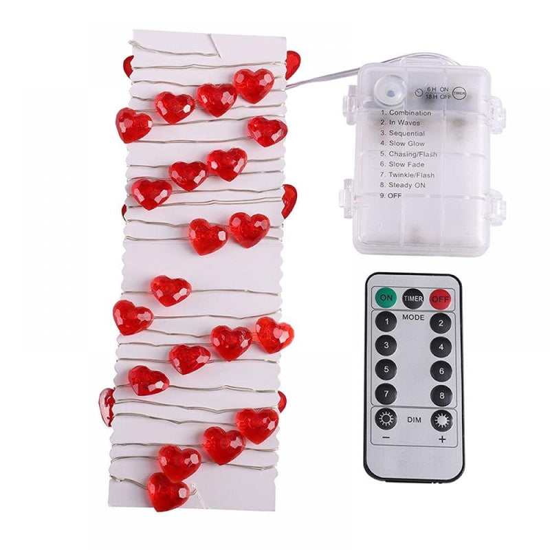 Valentine'S Day Light String F5 Heart-Shaped Remote Control Eight Functions Battery Box 40 Lights Home & Garden > Decor > Seasonal & Holiday Decorations Keimprove   