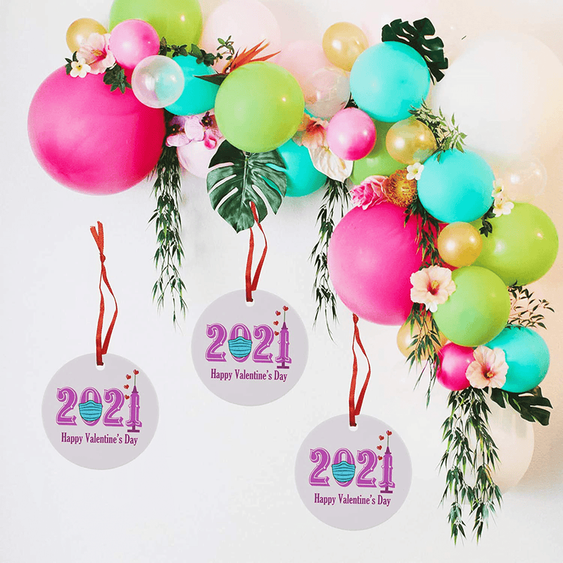 Valentine's Day Ornaments for Tree, Hanging Ceramic Ornaments, Valentines Couple Gifts for Her Wife Girlfriend Women , Personalized Meaningful Decorations for Valentines ( Pink 2021)