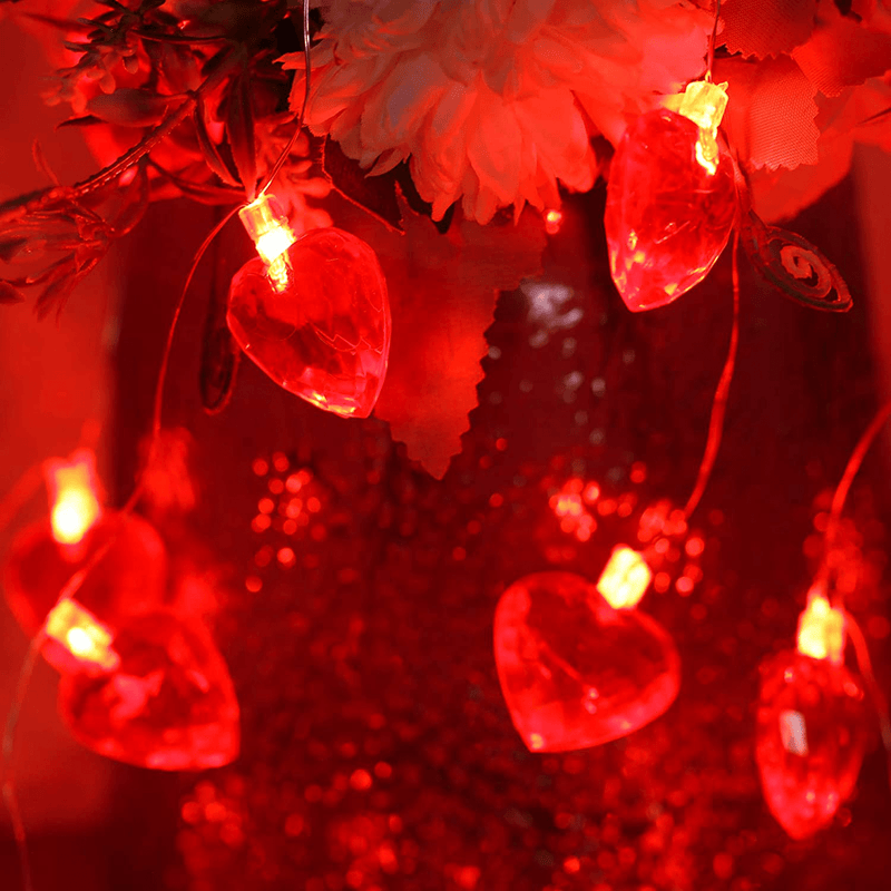 Valentine'S Day Red Heart String Light, 30 LED 10 Ft Battery Operated Twinkle Indoor Outdoor Decorative Lights for Home Bedroom Wedding Anniversary Party Mother'S Day Home & Garden > Decor > Seasonal & Holiday Decorations Mudder   