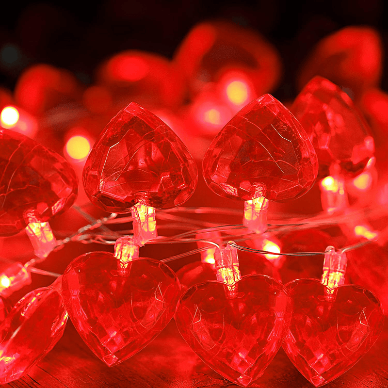 Valentine'S Day Red Heart String Light, 30 LED 10 Ft Battery Operated Twinkle Indoor Outdoor Decorative Lights for Home Bedroom Wedding Anniversary Party Mother'S Day Home & Garden > Decor > Seasonal & Holiday Decorations Mudder   