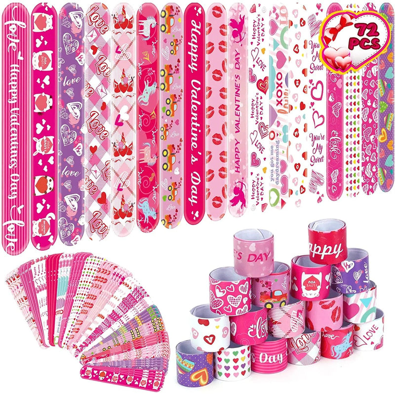 Valentine’S Day Slap Bracelets for Kids, 72 Valentine’S Day Bracelet Toys Bulk for Kids Girls Boys, Party Favors, Classroom Prizes, Exchanging Gifts, Valentine’S Day Party Gift Bag Filler Supply Home & Garden > Decor > Seasonal & Holiday Decorations WEMEMORN Valentine’s Day  