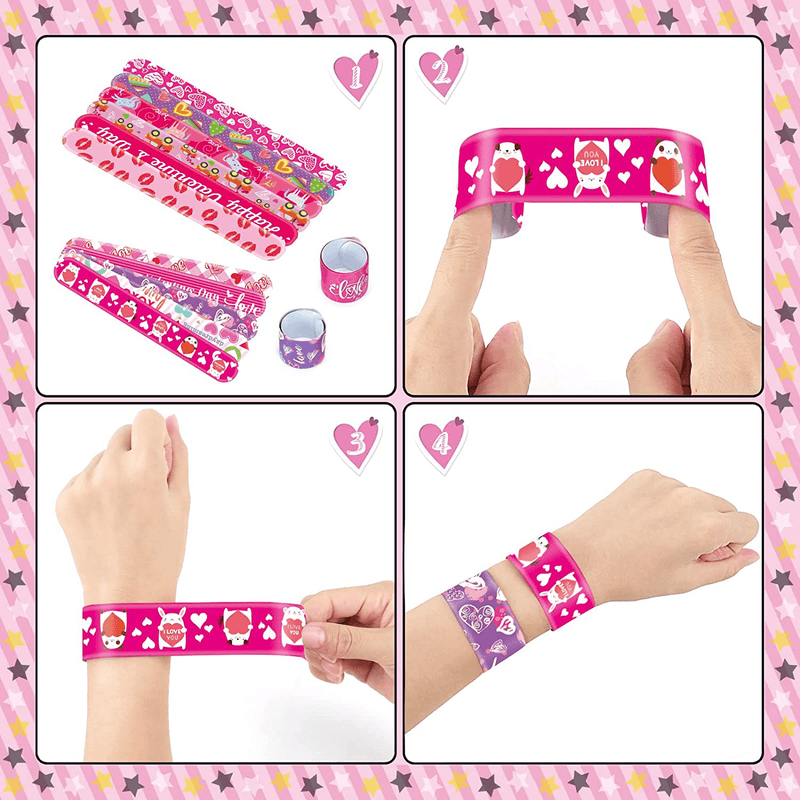 Valentine’S Day Slap Bracelets for Kids, 72 Valentine’S Day Bracelet Toys Bulk for Kids Girls Boys, Party Favors, Classroom Prizes, Exchanging Gifts, Valentine’S Day Party Gift Bag Filler Supply Home & Garden > Decor > Seasonal & Holiday Decorations WEMEMORN   