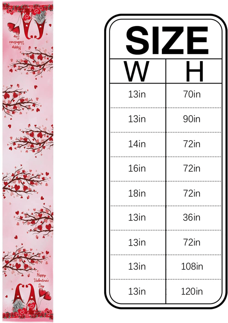 Valentine'S Day Table Runner - Happy Valentine'S Day Gnome with Red Love Heart Dresser Scarf Holiday Season Romantic Pink Valentine Flowers Dining Table Runner for Wedding/Party/Events (13 X 70 Inch) Home & Garden > Decor > Seasonal & Holiday Decorations Fantasy Staring   