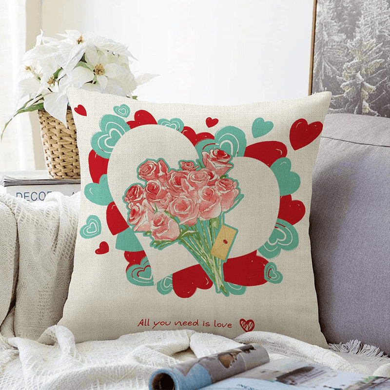 Valentine'S Day Throw Pillow Covers Turquoise Pillow Case 18×18 Inch Valentine Decor Teal Throw Pillow Covers Anniversary Wedding Gift Cushion Pillow Case Valentine’S Day Decorations Home & Garden > Decor > Seasonal & Holiday Decorations KALAWA   