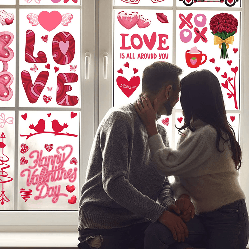Valentine'S Day Window Clings for Glass Windows Decoration 9 Sheets Valentine'S Day Window Stickers Decals for Valentines Day Decoration, Valentines Day Clings Decor for Valentines Day Party Supplies Home & Garden > Decor > Seasonal & Holiday Decorations Vmini   