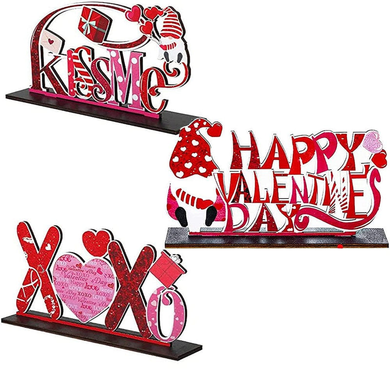 Valentine'S Day Wooden Table Sign Decoration Romantic Table Centerpiece Sign Love You Be Mine Wedding Letter Decoration for Valentine'S Day, Table, Party and Home Home & Garden > Decor > Seasonal & Holiday Decorations Slopehill Style B&E&G  