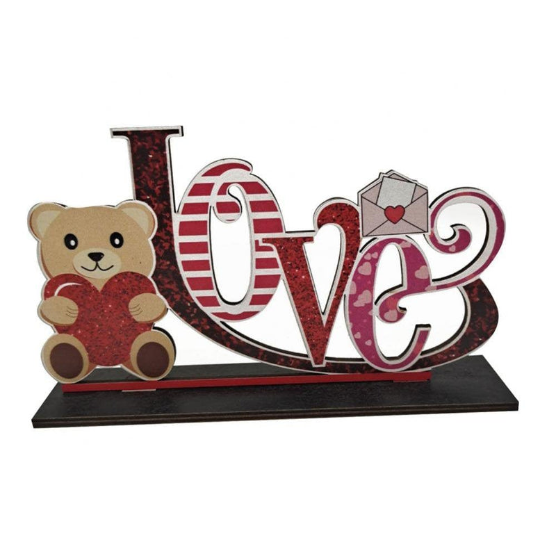 Valentine'S Day Wooden Tabletop Signs Letter Shaped Table Toppers for Valentine'S Day, Anniversary, Wedding, Party Decors Home & Garden > Decor > Seasonal & Holiday Decorations The Hillman Group 9.84*9.06inch C 