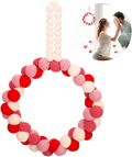 Valentine'S Day Wool Felt Pom Pom Wreath 10 Inch Front Door Felt Ball Wreath Valentine Door Wreath Decorations for Valentine'S Day Wedding Engagement Party Home, Pink, Beige, Red, Flesh Pink Home & Garden > Decor > Seasonal & Holiday Decorations Boao Round Shape Style  