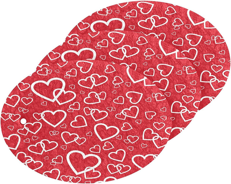 Valentine'S Love Hearts Kitchen Sponges Red Romantic Cleaning Dish Sponges Non-Scratch Natural Scrubber Sponge for Kitchen Bathroom Cars, Pack of 3 Home & Garden > Household Supplies > Household Cleaning Supplies Eionryn   