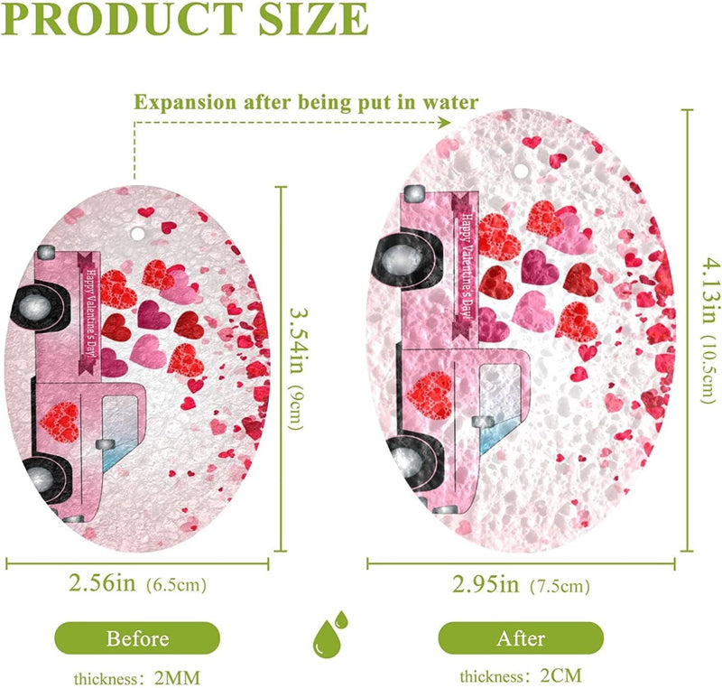 Valentine'S Truck Pink Hearts Kitchen Sponges Romantic Love Red Flowers Cleaning Dish Sponges Non-Scratch Natural Scrubber Sponge for Kitchen Bathroom Cars, Pack of 3 Home & Garden > Household Supplies > Household Cleaning Supplies Eionryn   