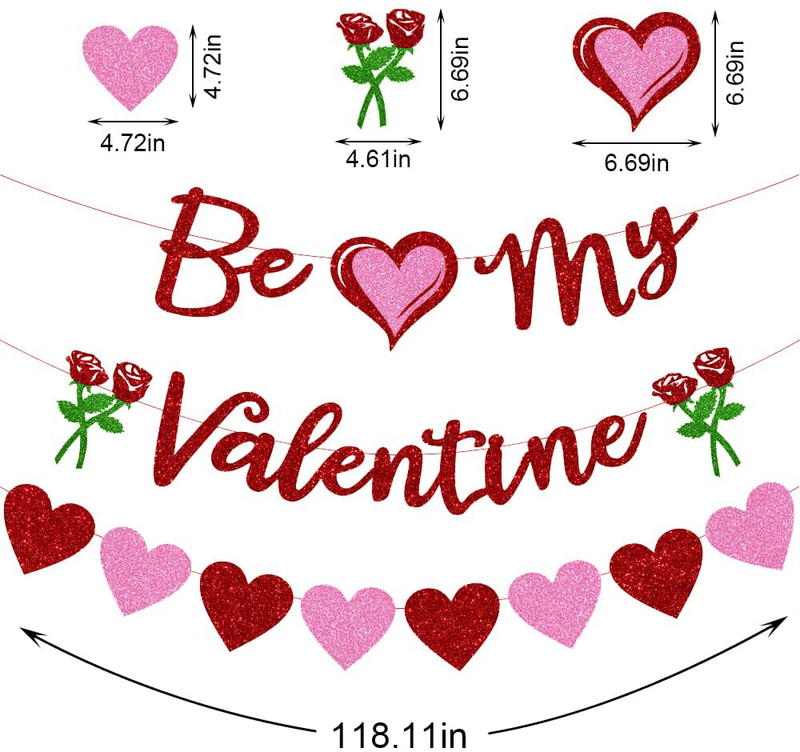 Valentines Banner Red Pink Heart Be My Valentine Words Garland Banner - Valentine’S Day Decor Banner for Valentine Party Decorations Anniversary Home Hanging Decoration Supplies Home & Garden > Decor > Seasonal & Holiday Decorations On-Airstore   