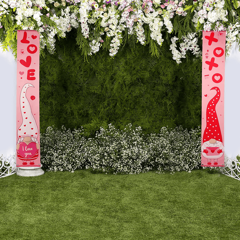 Valentines Day Banner Sign Decorations: Valentine'S Love Heart Welcome Outdoor Front Door Decorations Pink Hanging Porch Decor outside Romantic Wall Signs for Wedding Party Valentine Day Decoration Home Arts & Entertainment > Party & Celebration > Party Supplies Colasity   