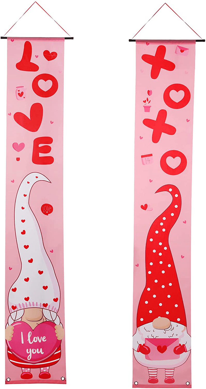Valentines Day Banner Sign Decorations: Valentine'S Love Heart Welcome Outdoor Front Door Decorations Pink Hanging Porch Decor outside Romantic Wall Signs for Wedding Party Valentine Day Decoration Home Arts & Entertainment > Party & Celebration > Party Supplies Colasity   