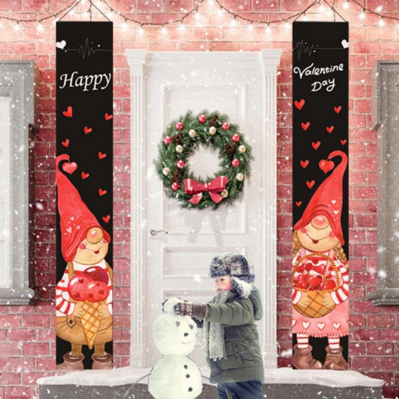 Valentines Day Banners - Valentine Door Porch Signs Hangings Wall Decor Party Supplies, 71 X 12 Inch Home & Garden > Decor > Seasonal & Holiday Decorations 839901913 Black  