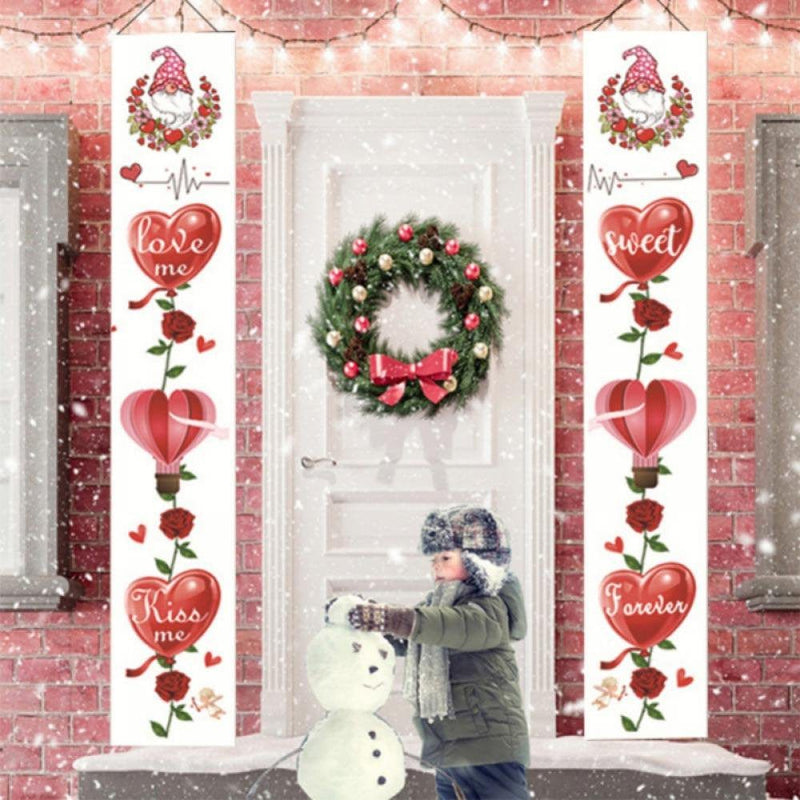 Valentines Day Banners - Valentine Door Porch Signs Hangings Wall Decor Party Supplies, 71 X 12 Inch Home & Garden > Decor > Seasonal & Holiday Decorations Targber Group Red  