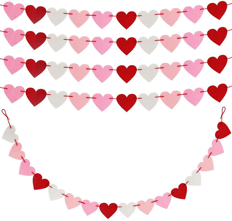 Valentines Day Burlap Banner, Valentine Day Décor for Home, Be Mine Hanging Banner & 28 Pcs Felt Heart Garland Banner Decor for Mantle Fireplace Wall, Decorations Pre-Assembled - No DIY Required Arts & Entertainment > Party & Celebration > Party Supplies CNVOILA 2 Red Heart Banner  