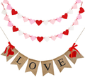 Valentines Day Burlap Banner, Valentine Day Décor for Home, Rustic Love Hanging Banner & 28Pcs Felt Heart Garland Banner Decor for Mantle Fireplace Wall, Decorations Pre-Assembled - No DIY Required Arts & Entertainment > Party & Celebration > Party Supplies CNVOILA Black Love Banner + Red Heart Banner  