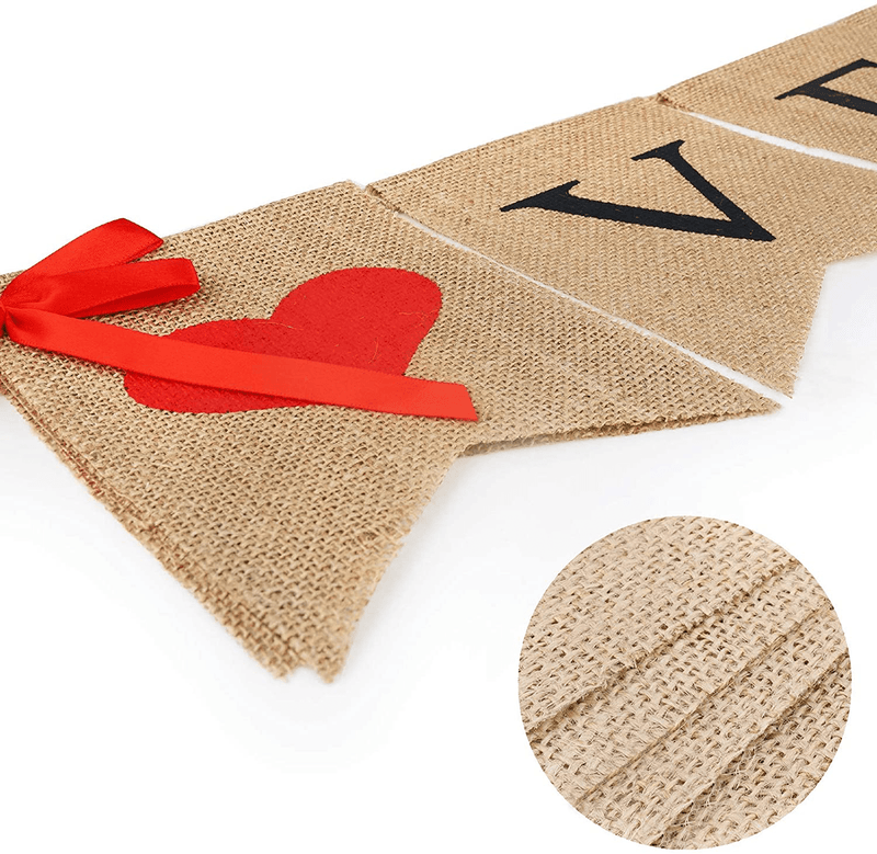 Valentines Day Burlap Banner, Valentine Day Décor for Home, Rustic Love Hanging Banner & 28Pcs Felt Heart Garland Banner Decor for Mantle Fireplace Wall, Decorations Pre-Assembled - No DIY Required Arts & Entertainment > Party & Celebration > Party Supplies CNVOILA   
