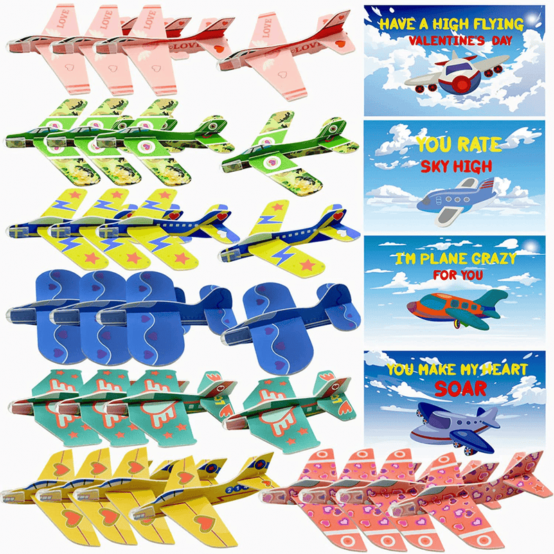 Valentines Day Cards for Kids, 28 Packs Valentine'S Greeting Cards Sets with Foam Airplanes for Kids Valentines Day Gifts, Valentines School Gift Exchange, Classroom Prize Supplies Party Favor Toys Home & Garden > Decor > Seasonal & Holiday Decorations UMEELR   
