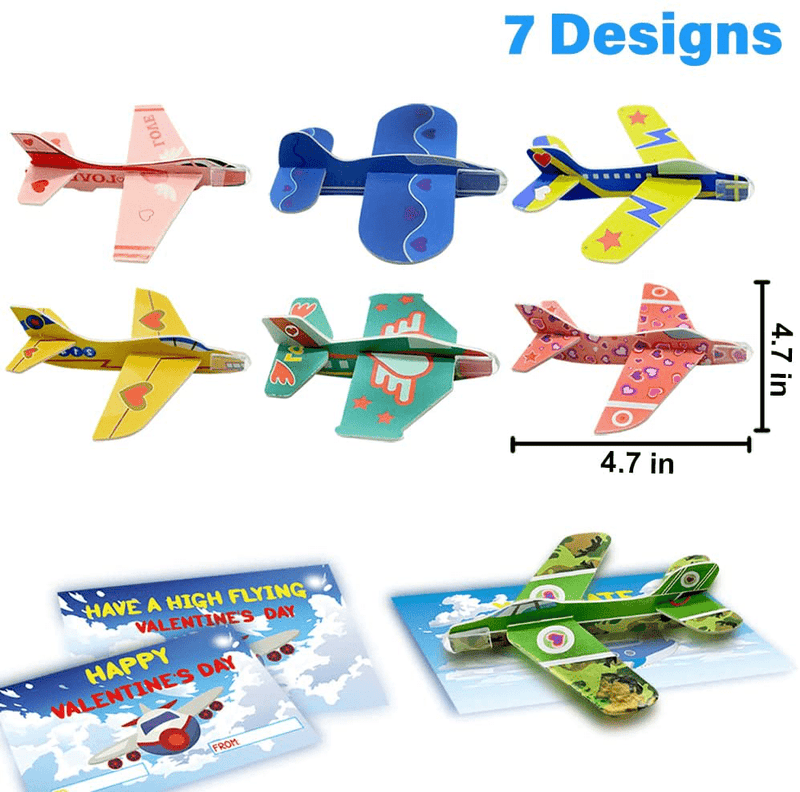 Valentines Day Cards for Kids, 28 Packs Valentine'S Greeting Cards Sets with Foam Airplanes for Kids Valentines Day Gifts, Valentines School Gift Exchange, Classroom Prize Supplies Party Favor Toys Home & Garden > Decor > Seasonal & Holiday Decorations UMEELR   