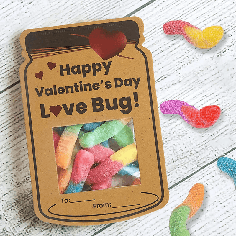 Valentines Day Cards for Kids - 30 Pack Love Bug Card Bulk - Funny Valentine Exchange Cards for Boys Girls Toddler School Class Classroom Gifts Party Favors (Candy Not Included)