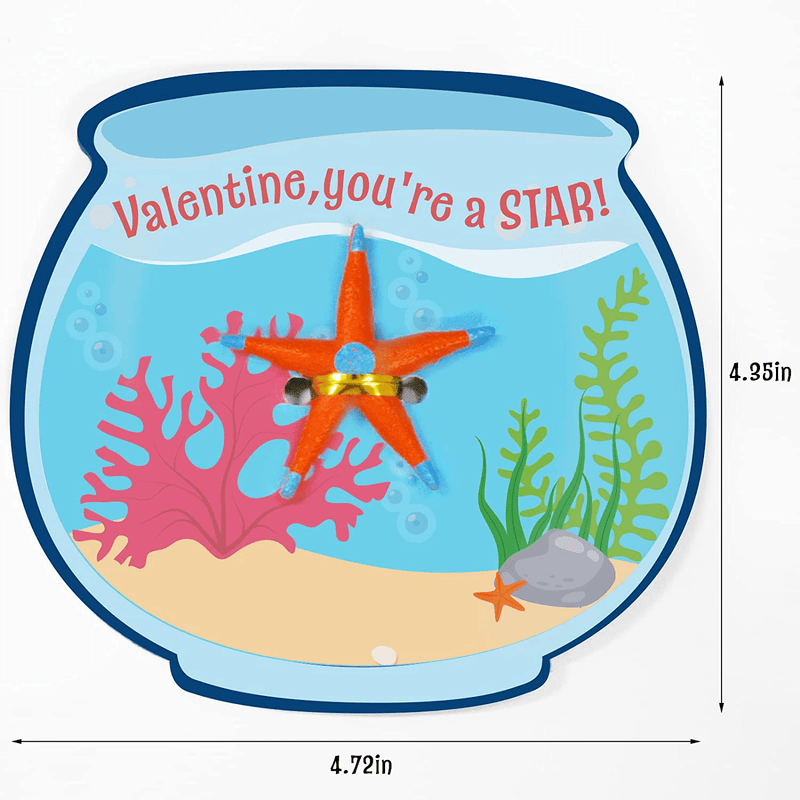 Valentines Day Cards for Kids - 36 Pack Sea Animal Card Bulk - Funny Valentine Exchange Cards for Boys Girls Toddler School Class Classroom Gifts Party Favors (Included 12 Different Sea Animal Toys)