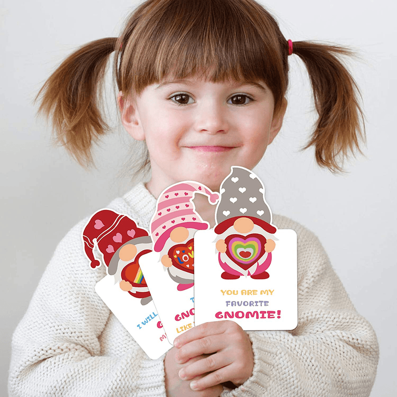 Valentines Day Cards for Kids - Gnomes Heart Erasers Valentine Card 24 Pack - Valentine'S Day Exchange Cards for Girls Boys School Classroom Gifts Party Favors Home & Garden > Decor > Seasonal & Holiday Decorations 3 years and up   