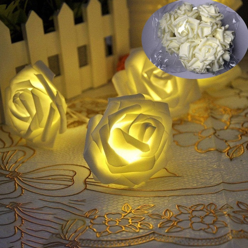 Valentines Day Decor 2 Meters 20 Lights Battery Box with Flashing 3 AA Battery Operated Flower Rose String Light Lamp Any Scene